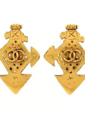 CHANEL Gold Hardware Clip On Earrings